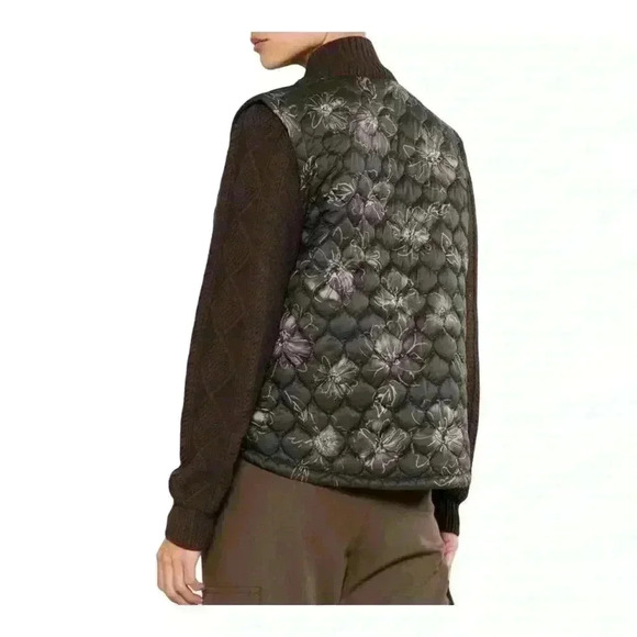 Curent air black floral long sleeve  woven combo jacket in brown. - Picture 3 of 7